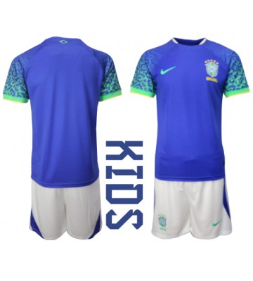 Brasil Bortedraktsett Barn VM 2022 Kortermet (+ Korte bukser)